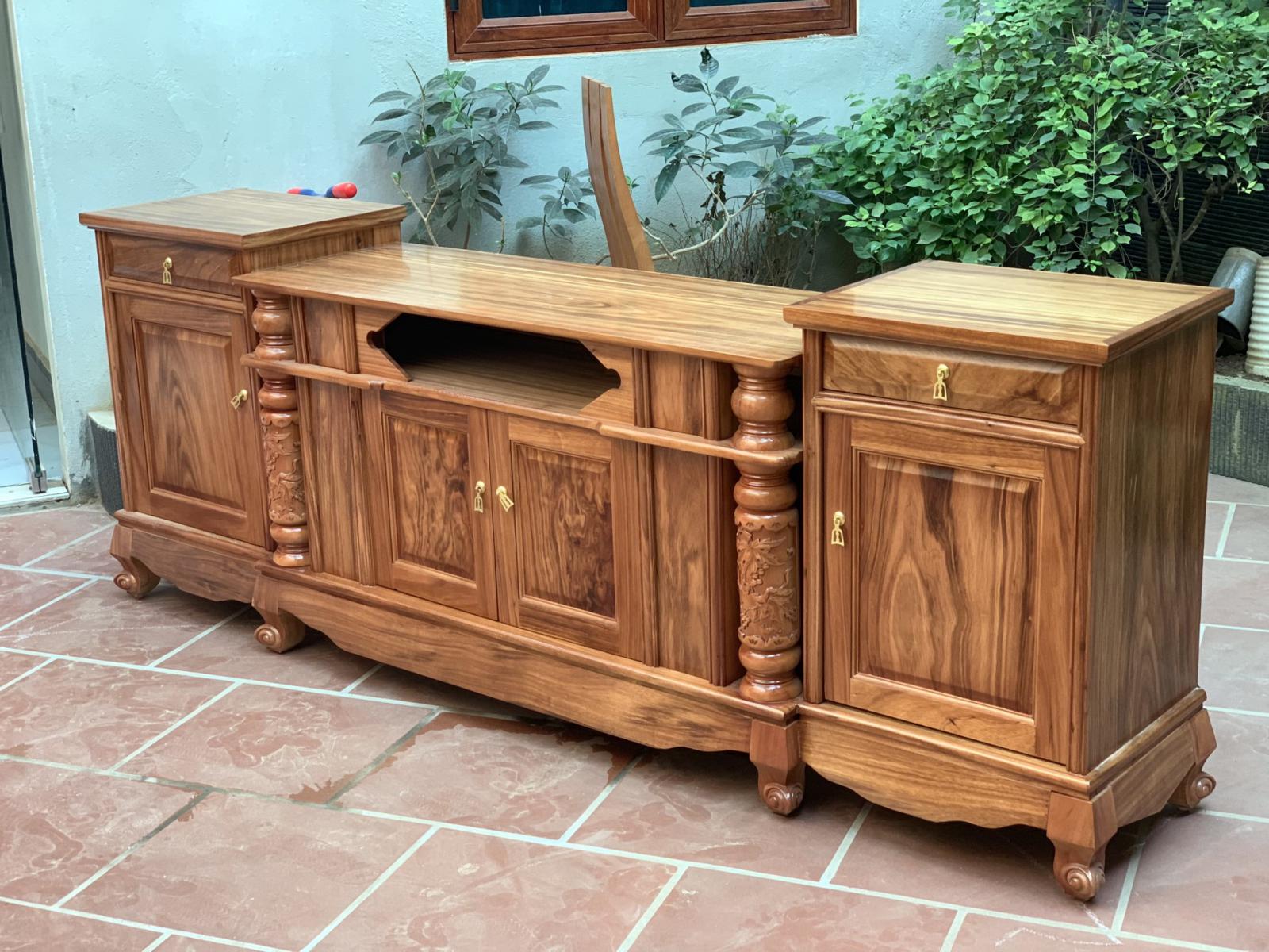 Kệ Ti Vi Gỗ Tự Nhiên- Teck Mẫu 05 Hải Phòng