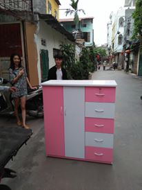 Tủ Trẻ Em 2 Cánh-5 Ngăn Trắng Hồng Hải Phòng 