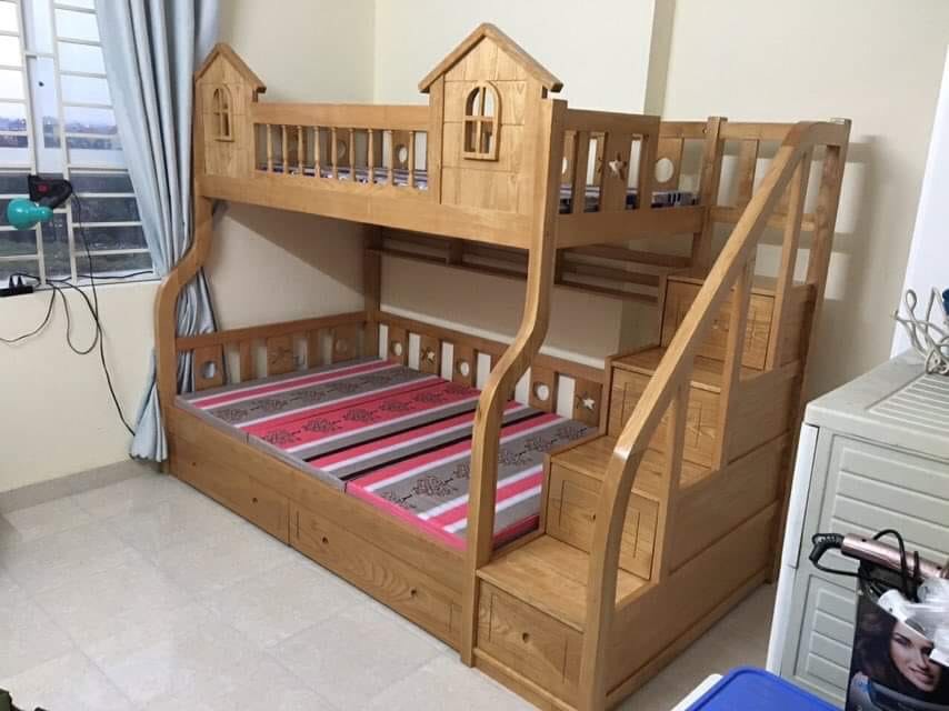 Giuờng Tầng  Gỗ Sồi  Mái Nhà 1m*1m2-Hải Phòng.