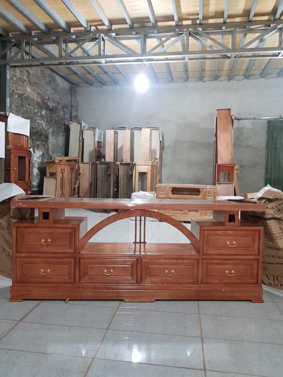Kệ Ti Vi Gỗ Tự Nhiên- Teck Mẫu 06 Hải Phòng