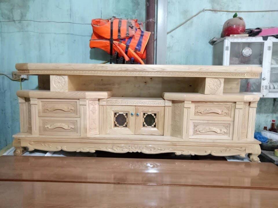 Kệ Ti Vi Gỗ Tự Nhiên- Teck Mẫu 08 Hải Phòng