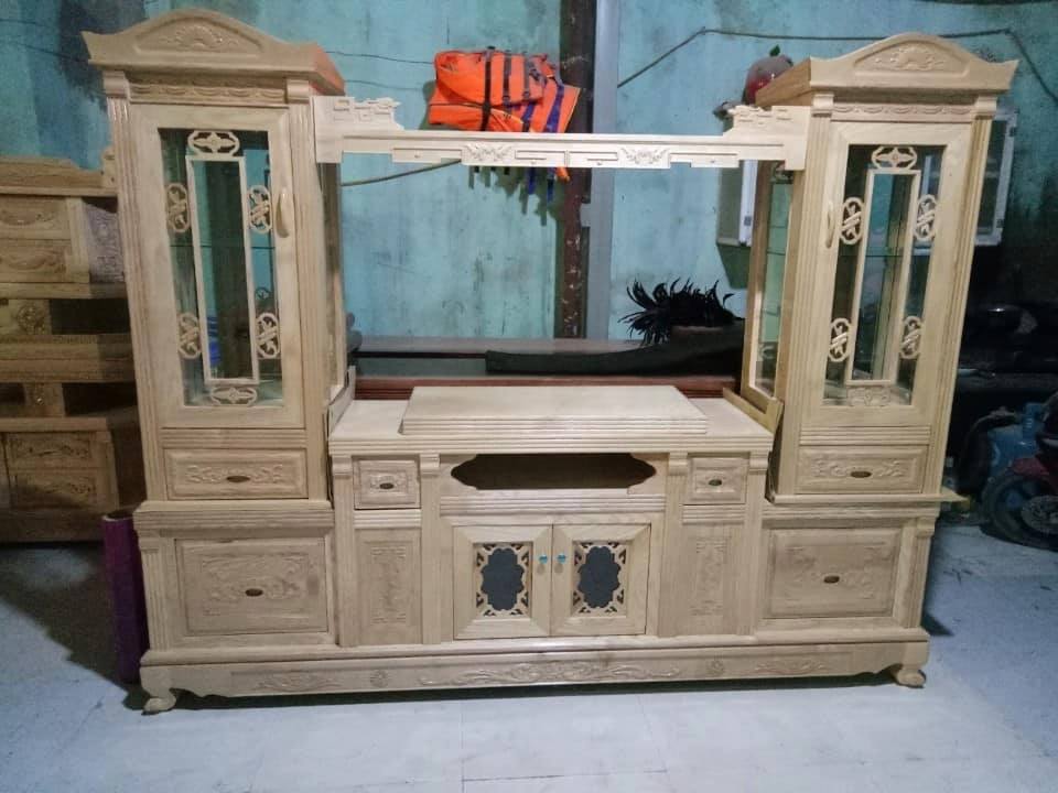 Kệ Ti Vi Gỗ Tự Nhiên- Teck Mẫu 07 Hải Phòng