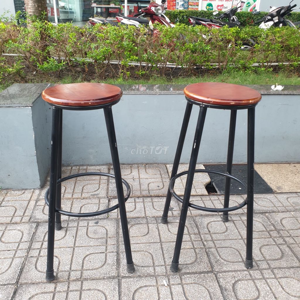 GHẾ QUẦY BAR MẶT GỖ CHÂN SẮT KHÔNG TỰA
