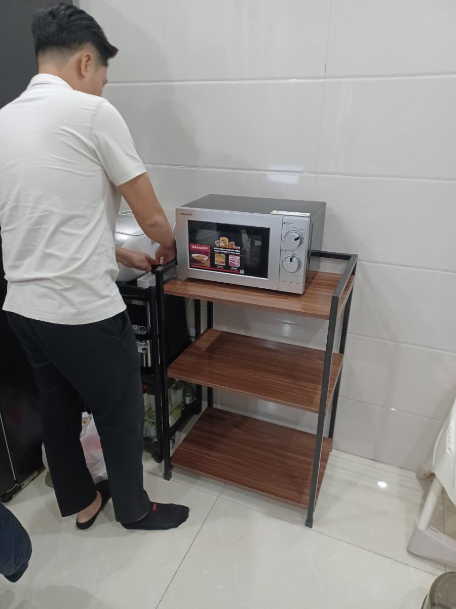 Kệ Lò Vi Sóng-Nồi Cơm  3 Tầng Mặt Gỗ Công Nghiệp Hải Phòng