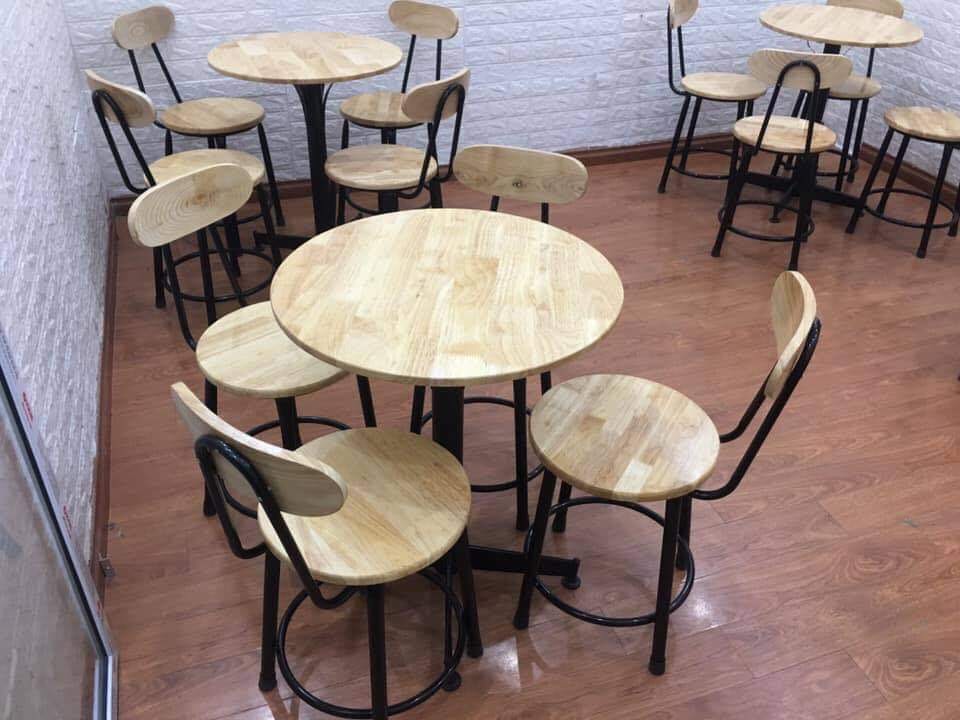 GHẾ QUẦY BAR MẶT GỖ CHÂN SẮT CÓ TỰA LƯNG THẤP